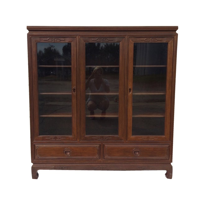 Asian Style Hand-Carved Rosewood Curio Cabinet | Chairish