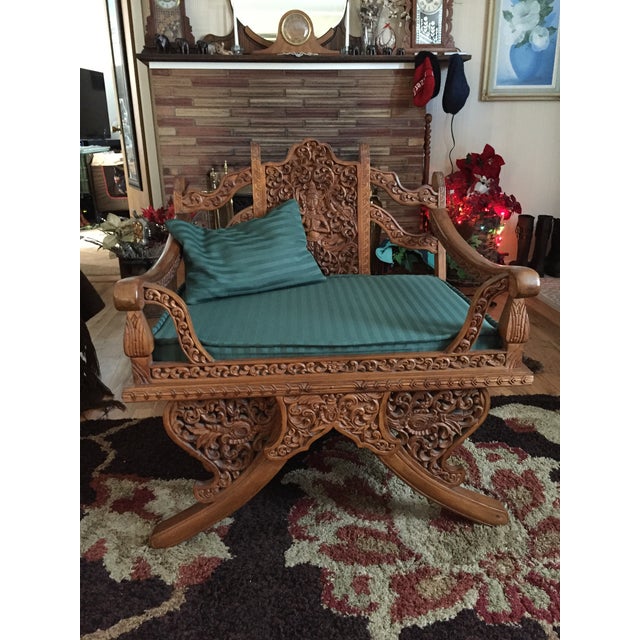 Antique Thai Hand Carved Teak Buddha Howdah Elephant Saddle Chair