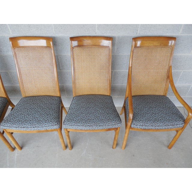 Drexel Heritage Danish Modern Style Pecan Wood Dining Chairs Set of 6