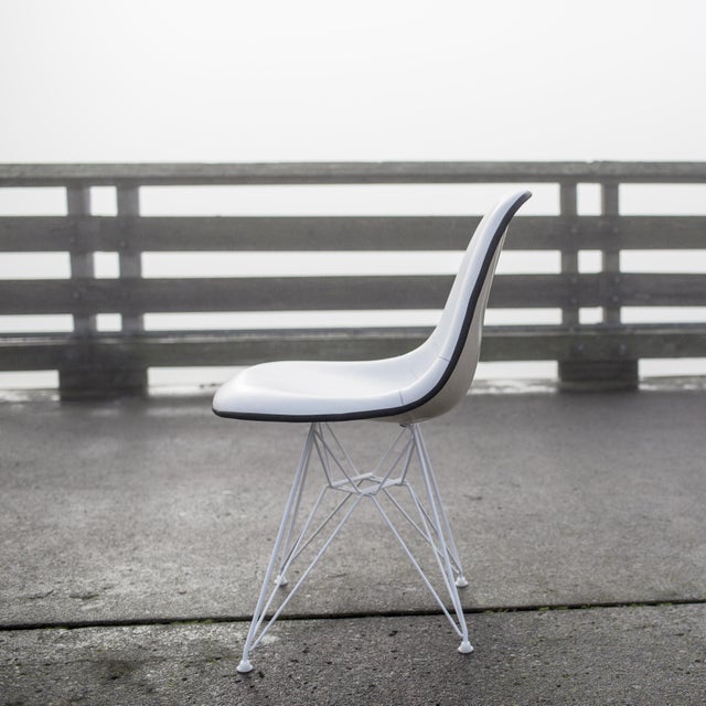 White Leather Eames Side Chair Chairish