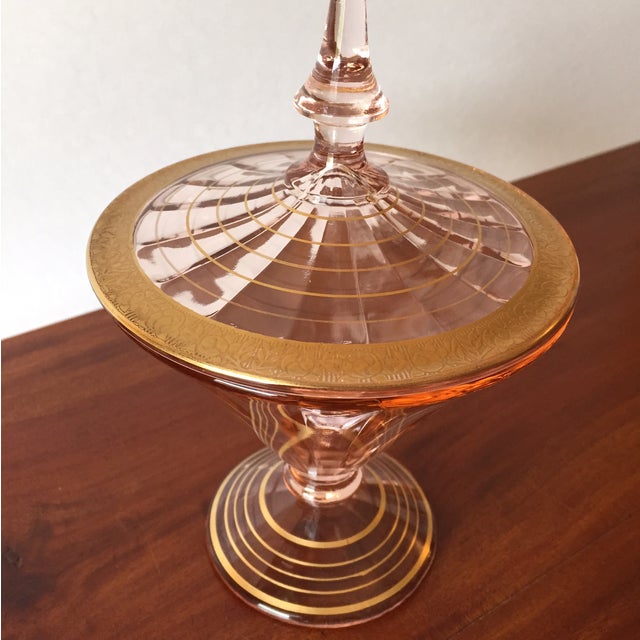 French Pink Depression Glass Vanity Jar With Lid Chairish