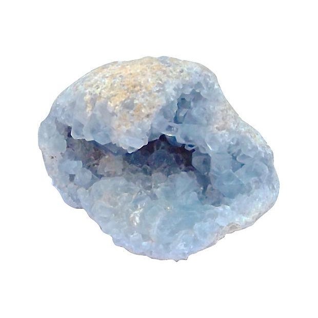 Natural Light Blue Quartz Geode Specimen Chairish