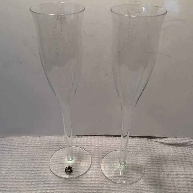 Vintage Romanian Crystal Hollow Stem Champagne Glasses Set of 2 Chairish