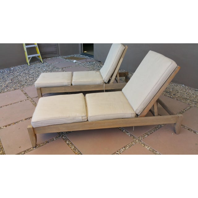 Restoration Hardware Teak Leagrave Collection Chaise Lounges Pair