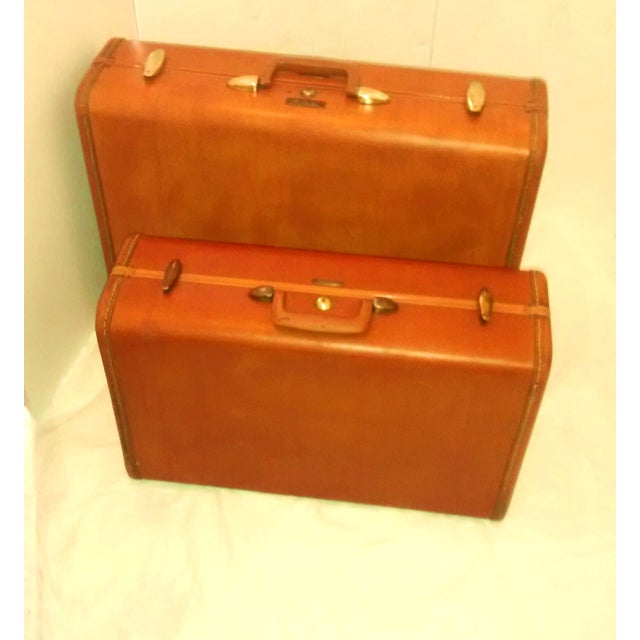 MidCentury Samsonite Leather Suitcases A Pair Chairish
