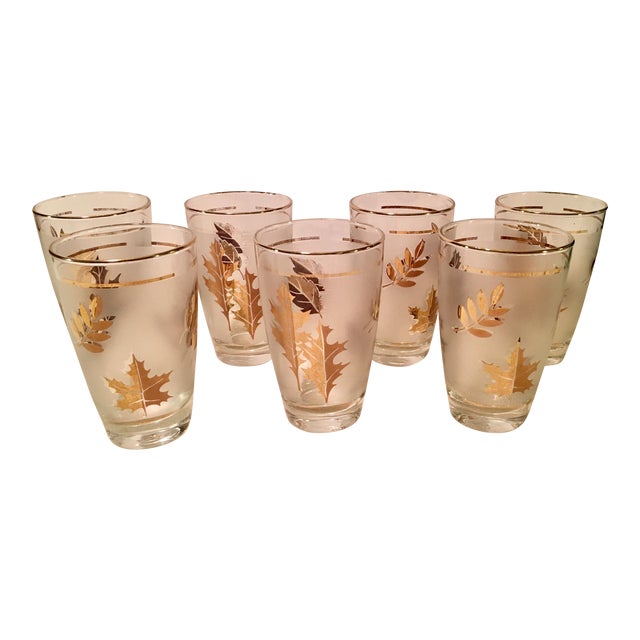 Libbey Gold Leaf Glasses Set of 7 Chairish
