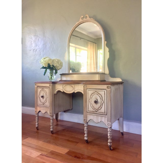 Antique White Make Up Vanity & Mirror Chairish
