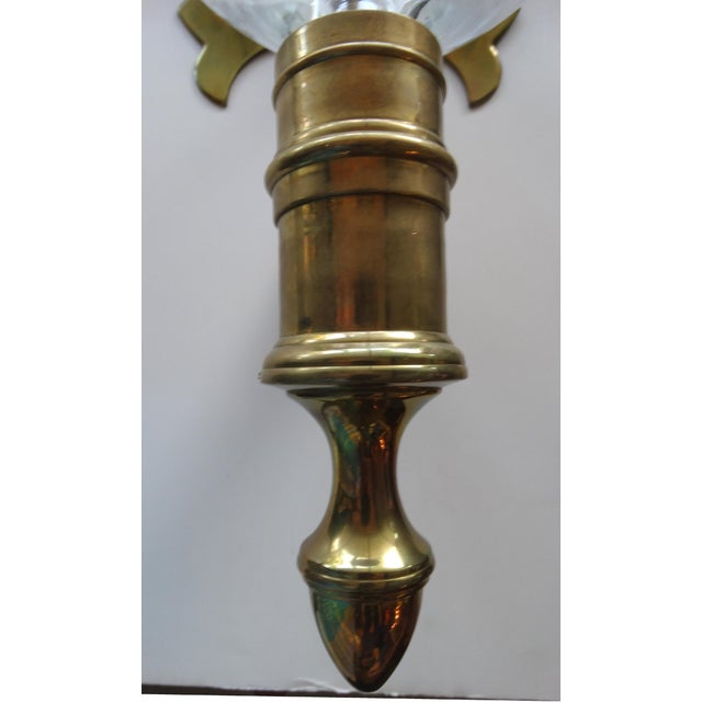 Brass & Glass Shade Candle Wall Sconces - A Pair Chairish