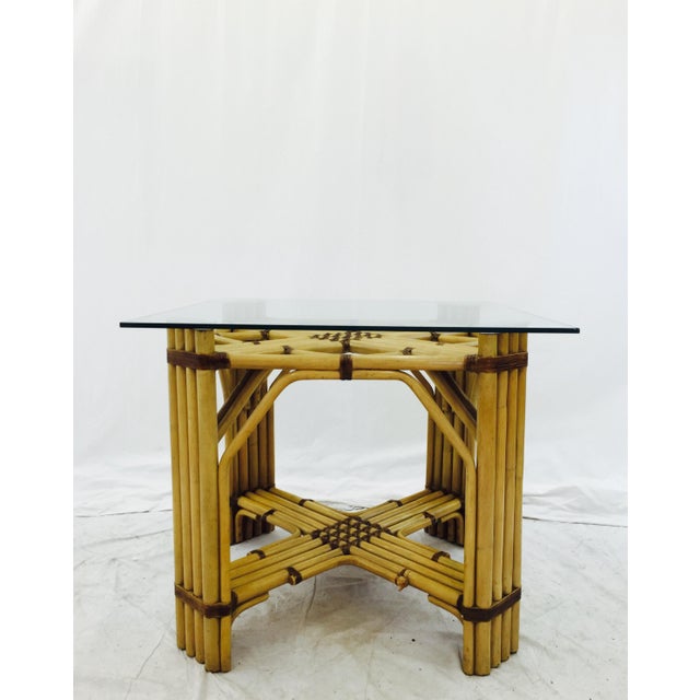 MidCentury Rattan & Glass Top Dining Table Chairish
