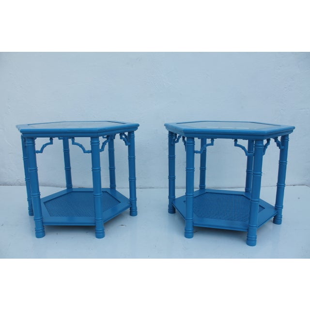 Faux Bamboo Octagonal Side Tables Pair Chairish