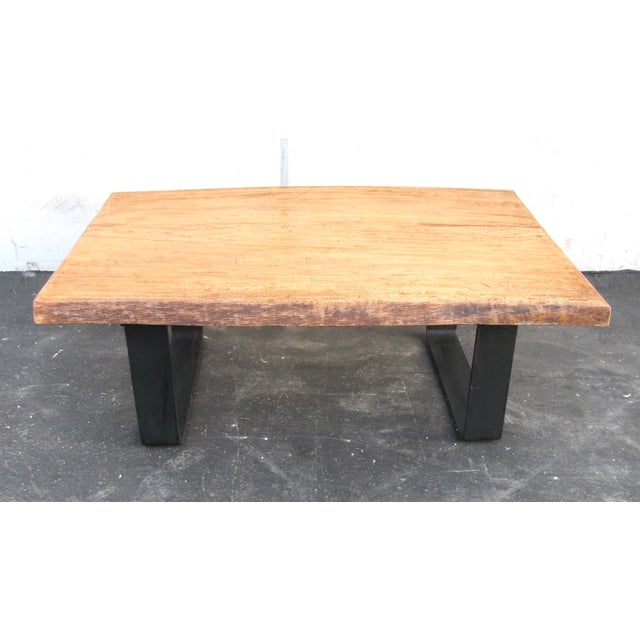 Minimalist Natural Wood Slab Coffee Table  Chairish