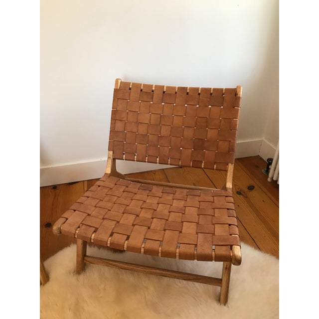 Woven Leather Lounge Chair | Chairish