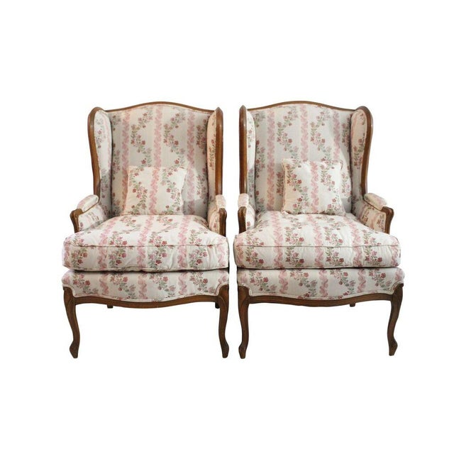 Floral & Purple Velvet Wingback Chairs A Pair Chairish