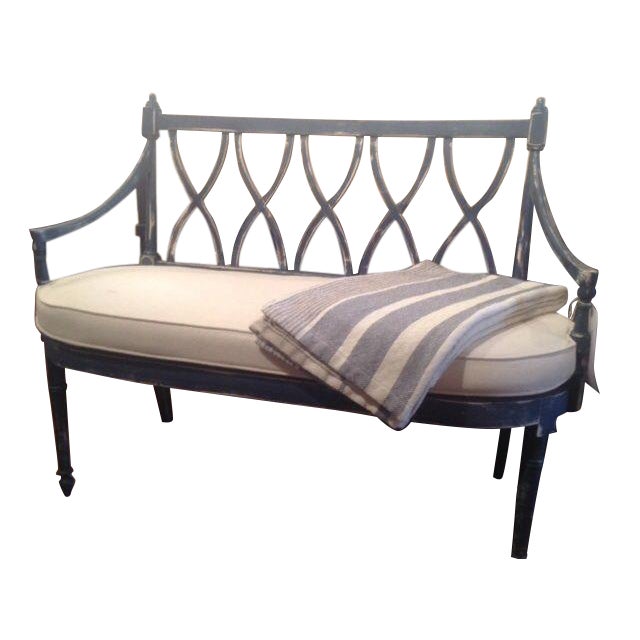 Antique Navy Linen Bench Chairish