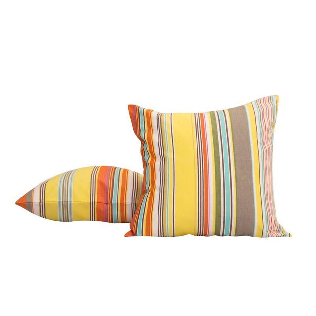 Modern Yellow French Striped Throw Pillow Chairish
