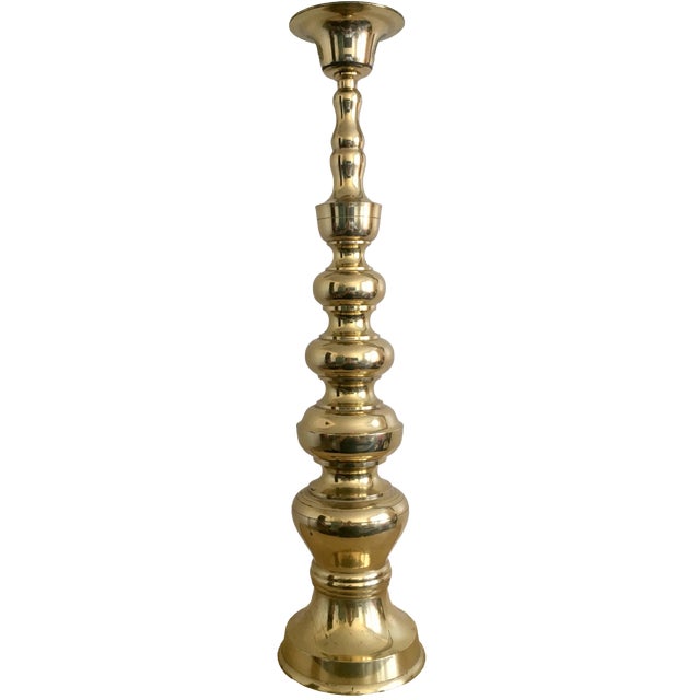 Moroccan Floor Decor Brass Candle Holder 25" Tall Chairish