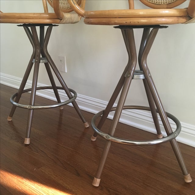 Vintage Wicker Bar Stools A Pair Chairish