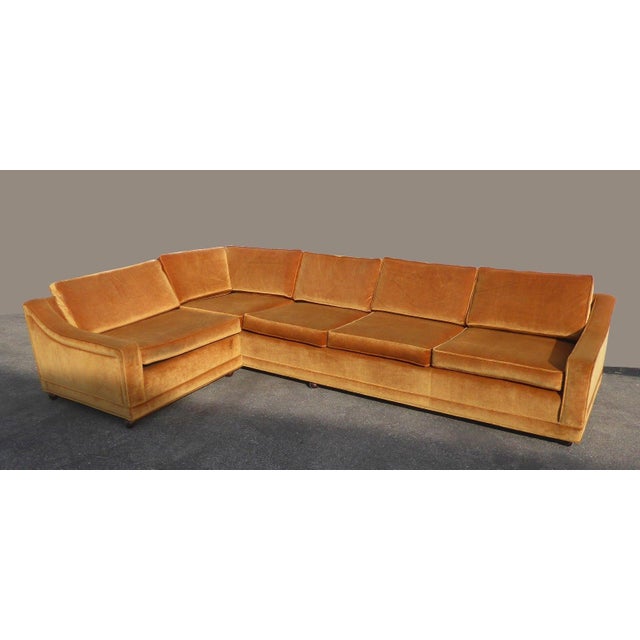 Mid Century Modern Orange Velvet Sectional Sofa Chairish