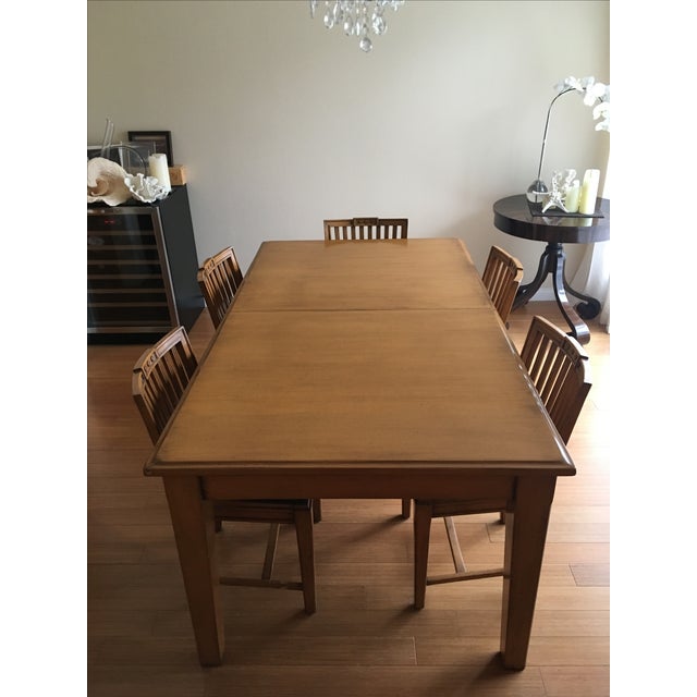 Dining Table and Leather/Wood Chairs Set of 5 Chairish