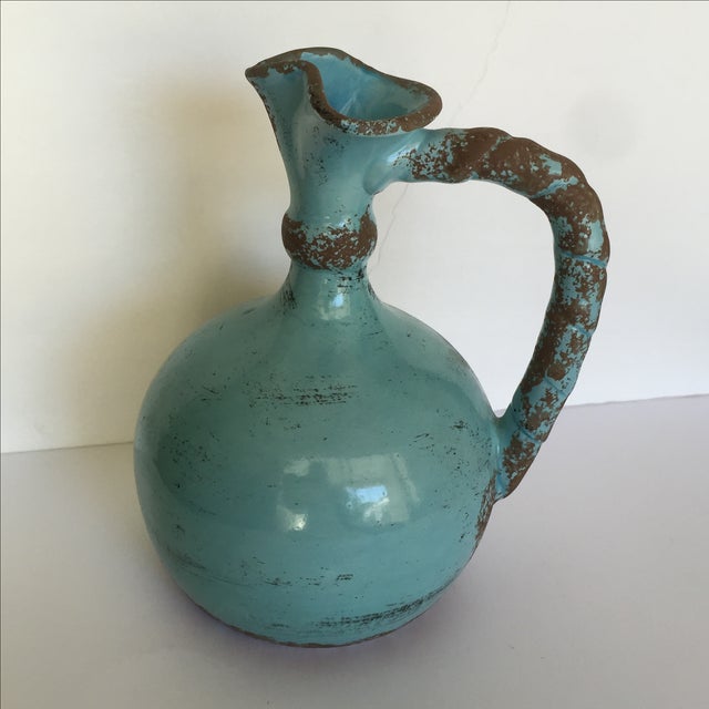 Italian Aqua Blue Pitcher Vase Chairish