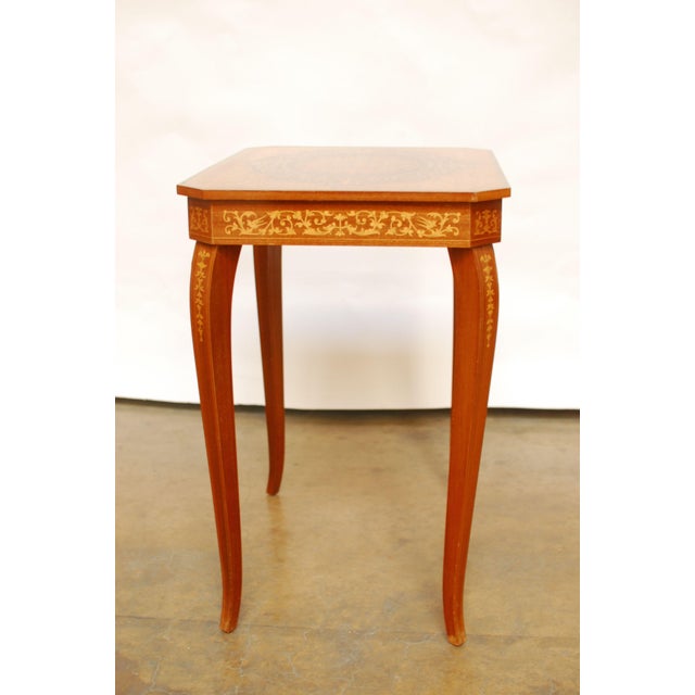 Image of Italian Inlaid Wood Music Box Table