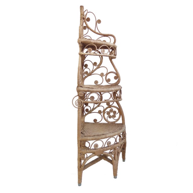 Bohemian Rattan Corner Shelf Chairish