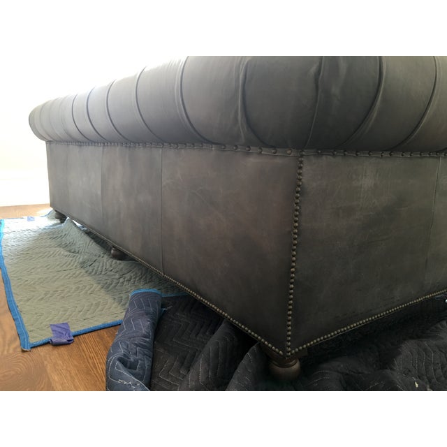 Restoration Hardware Kensington Black Leather Sofa