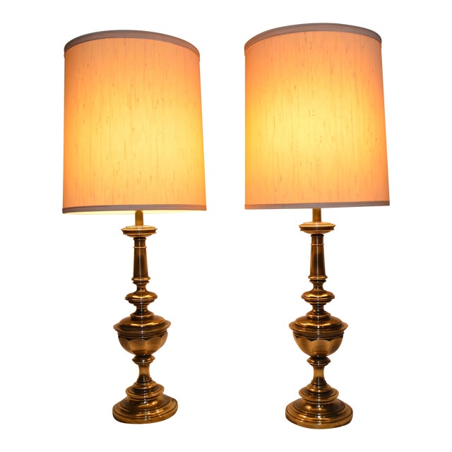 Brass Stiffel Table Lamps and Shades A Pair Chairish
