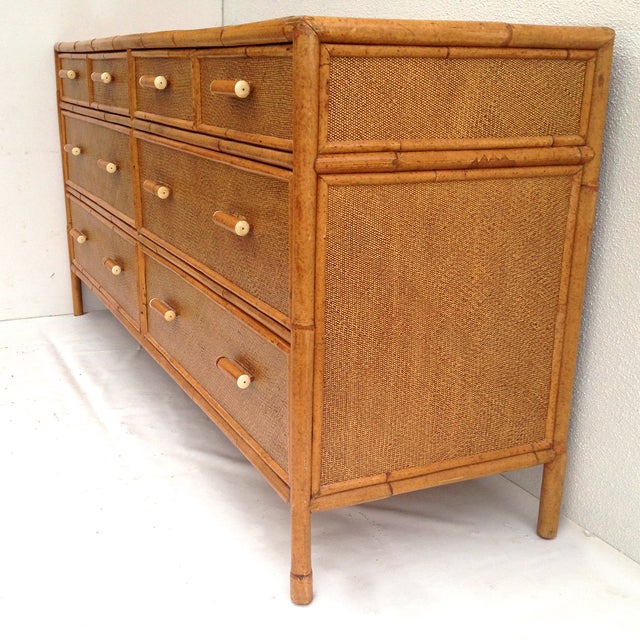 Vintage Rattan Eight Drawer Dresser Chairish
