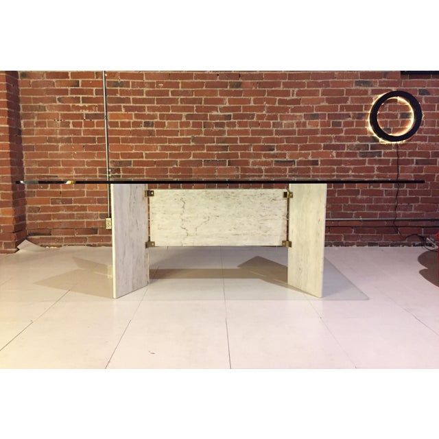 Modernist Travertine & Glass Dining Table Chairish