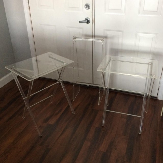 MidCentury Modern Lucite TV Trays & Stand Set of 3 Chairish