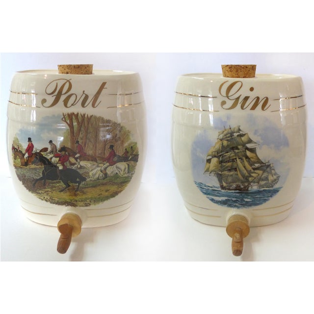 Large Ceramic Port & Gin Decanters A Pair Chairish