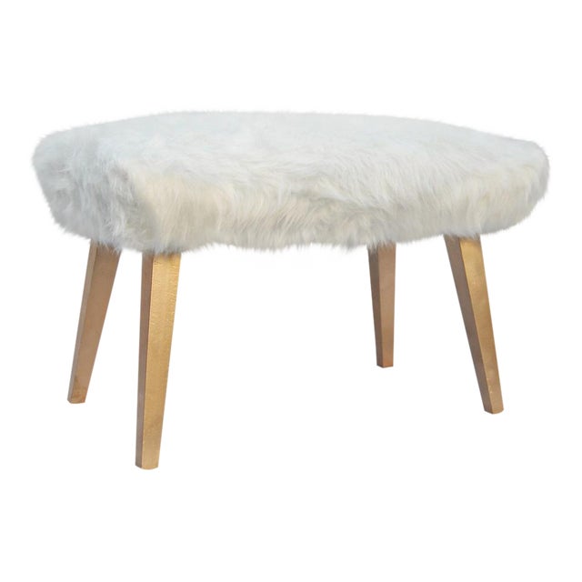 White Faux Fur Ottoman Chairish