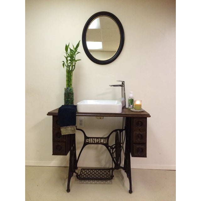 Singer Sewing Table Converted Bathroom Sink Vanity | Chairish
