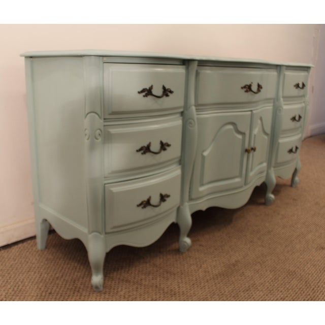 French Country Blue Chalk Painted Dresser | Chairish