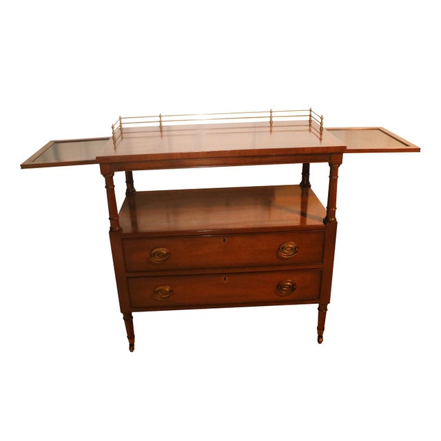 Kittinger Mahogany Rolling Buffet bar Server Cart with Brass Gallery