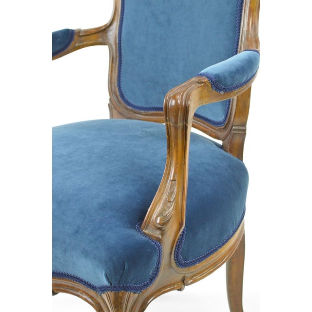 French Chair in New Blue Velvet Upholstery Chairish