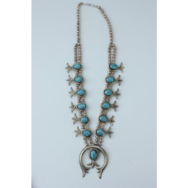 Zuni Squash Blossom Necklace w/Turquoise Inlay Chairish