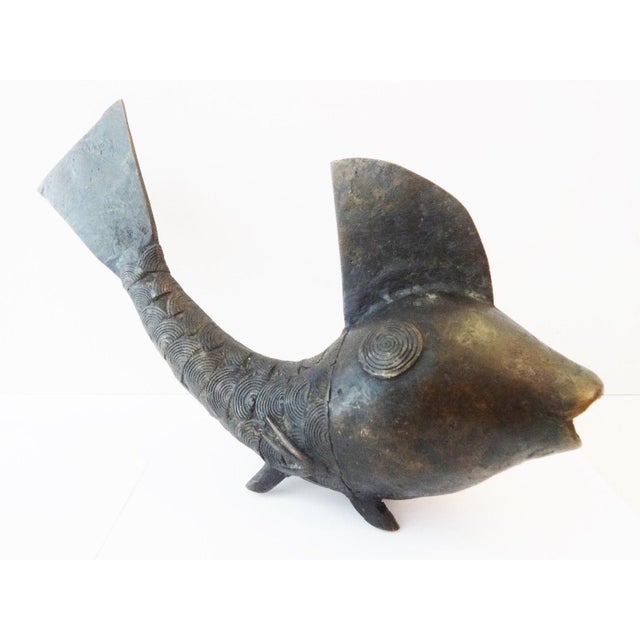 African Benin Large Bronze Fish Sculpture Chairish