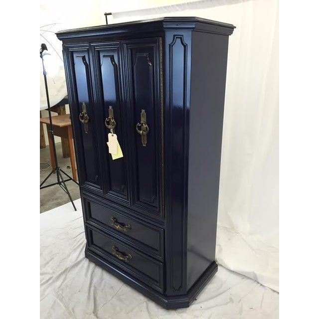 Vintage Traditional Navy Lacquered Armoire Dresser Chairish