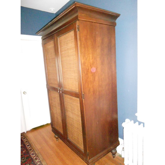 Wooden Armoire With Cane Panels Chairish