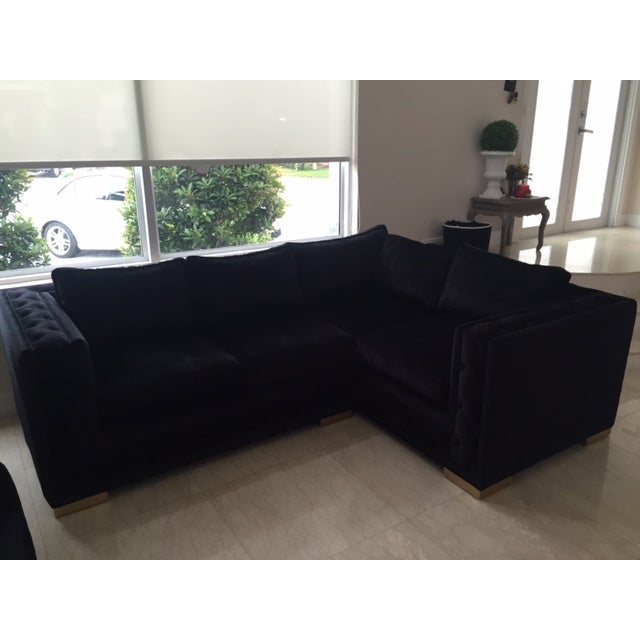 Black Croc Velvet Sectional Sofa Chairish