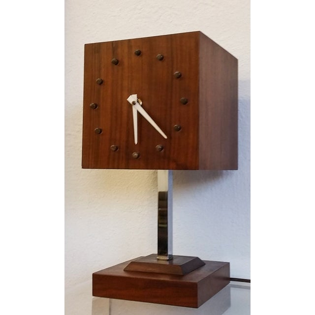 Mid Century Nelson Style Walnut Table Clock Chairish