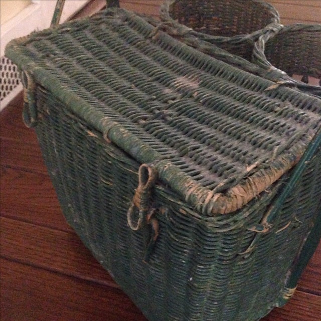Vintage Green Wicker Picnic Basket Chairish