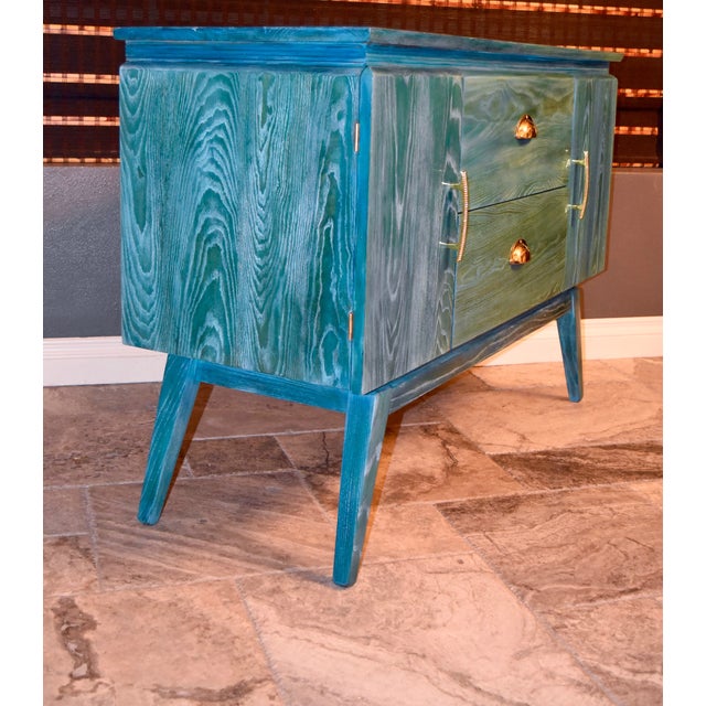 Turquoise MidCentury Cerused Credenza Chairish