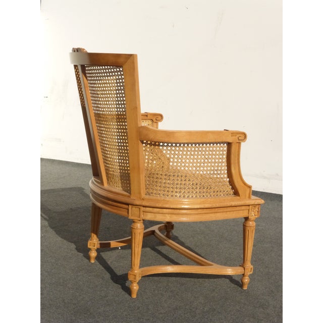 Vintage Provincial Carved Wood Cane Arm Chair Chairish