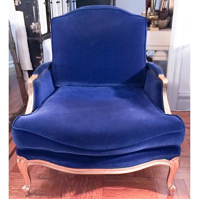 Vintage French Blue Velvet Bergere Chair Chairish
