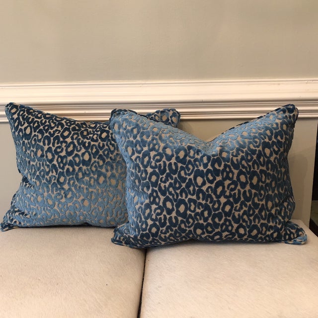 Blue Animal Print Cut Velvet Pillows A Pair Chairish