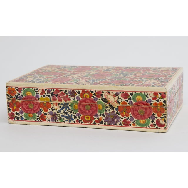 Vintage Kashmir Lacquer Paper Maché Box with Lid Chairish