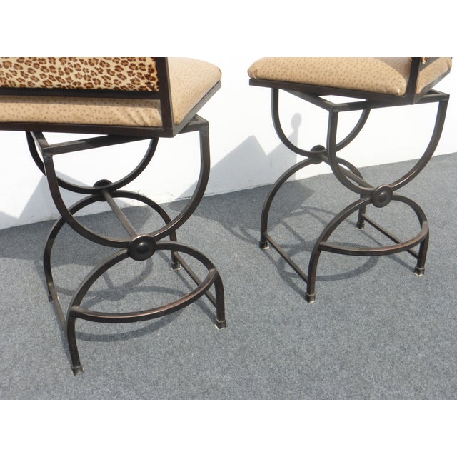 Wrought Iron Swivel Bar Stools A Pair Chairish
